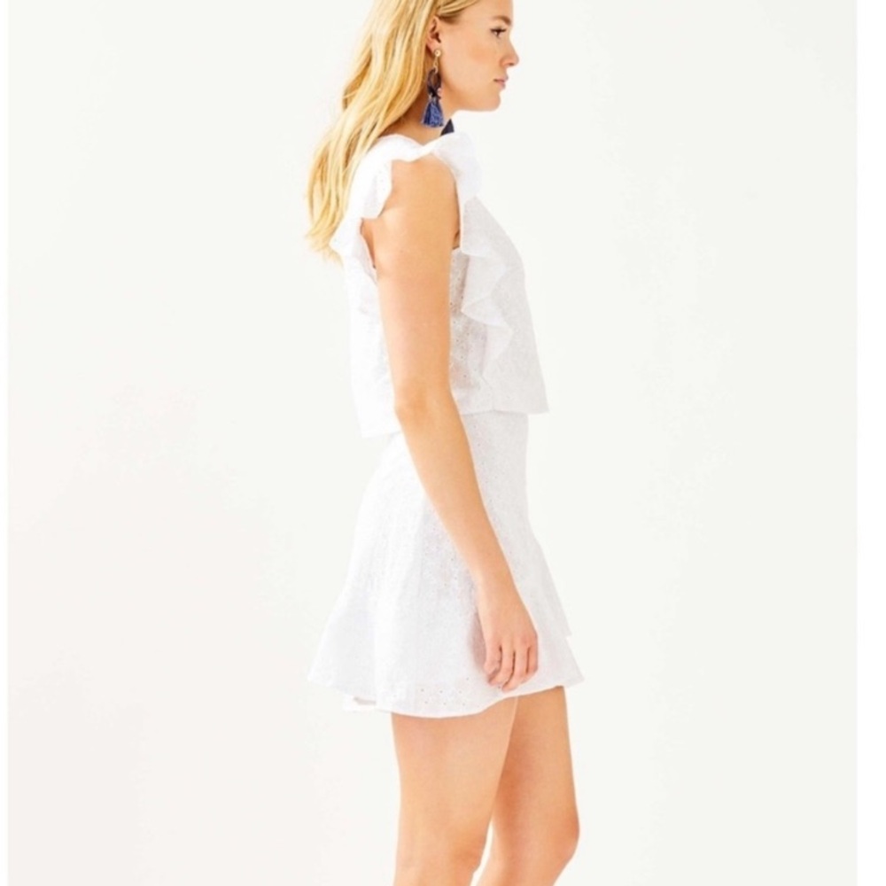 Lilly Pulitzer White Eyelet Ruffle Skirt and Top Set - Picture 3 of 11